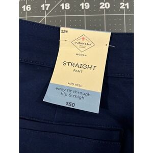 St John's Bay Pants Women's 22W American Navy Blue Secretly Slender Stretch- New